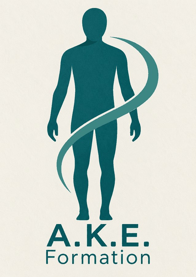Logo A.K.E Formation : une silhouette humaine entourée d'une courbe